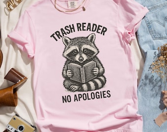 おもしろい読書好きのシャツ、ゴミ読書家の美的Tシャツ、アライグマ読書シャツ、彼女への読書好きギフト、コンフォートカラーの読書家Tシャツ、スパイシーな読書シャツ