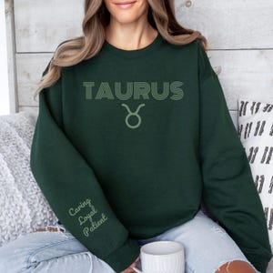 Custom Taurus Sweatshirt Makes Perfect Gift for April/May Birthday; Personalized Zodiac Shirt w/ Taurus Traits for Unique Holiday Gift