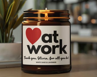 Personalized Volunteer Appreciation Gift; Heart at Work Candle; Custom Thank You for Volunteers; Nonprofit Event Favors