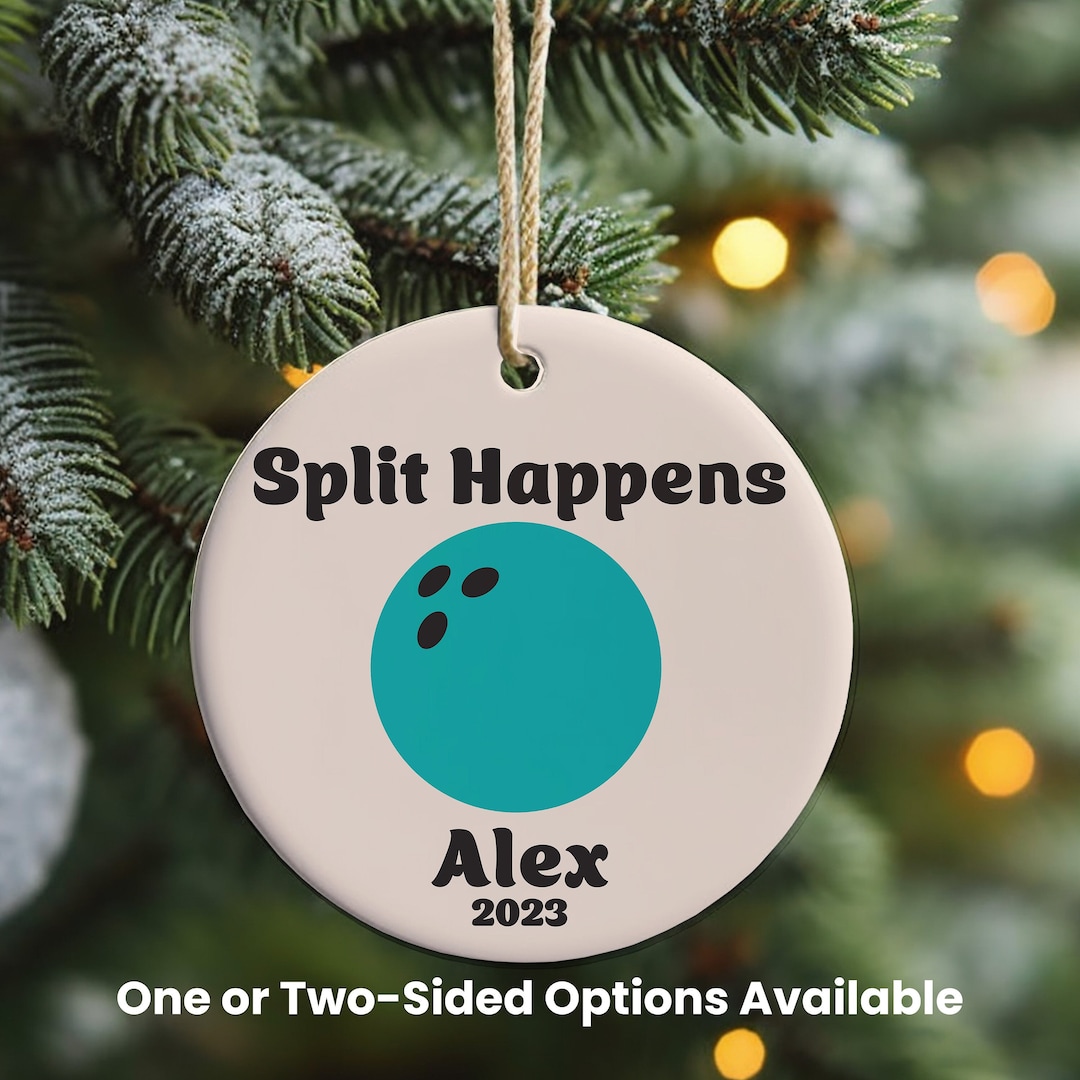 Personalized Ceramic Christmas Ornament W/ Bowling Ball Makes Great