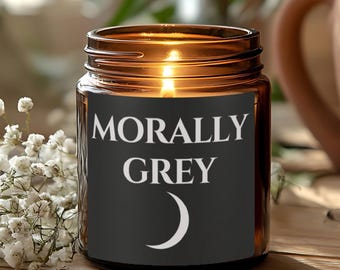 Świeca Morally Grey MINI Dark Romance, prezent dla miłośnika fantasy, prezent dla mola książkowego dla czytelników i pisarzy, dekoracja półki na książki Romantasy Merch