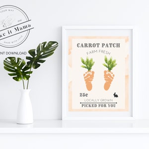 Carrot Patch Sign / Spring Footprint Art Craft / Keepsake Gift Sign / Instant Download / Easter Footprint Art