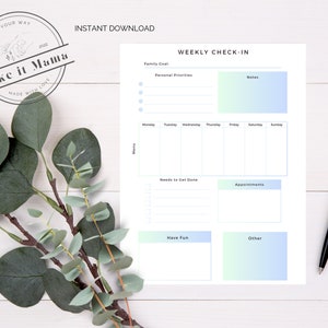 Weekly Check in Template / Printable PDF / Family Weekly Check in ...