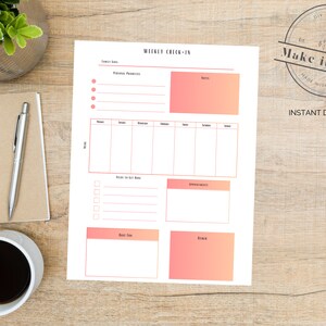 Wöchentliche Check-In-Vorlage / druckbare PDF-Datei / Familien-Wochen-Check-In-Arbeitsblatt / Kommunikationsausdruck / Wochenplaner / Planungsarbeitsblatt