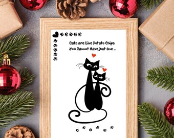 Simple Black Cat Printable Wall Art, Instant Download, Size A4, Funny Cat Print, Cat Lover Gift, See More Pictures in the same Collection