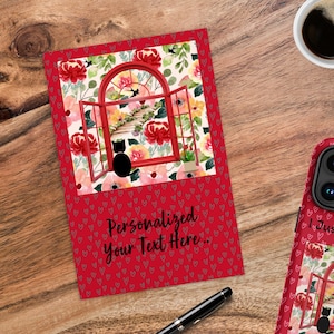 Cartolina standard personalizzata gatto nero Modello rosso personalizzato gatto nero compleanno o biglietto di ringraziamento per amante dei gatti regalo cartolina gatto 4 x 6