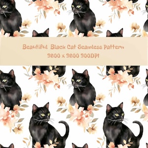 黒猫シームレスパターン、猫シームレスパターン、シームレスパターン、サムブラー、マグカップ、トートバッグ、ドレス