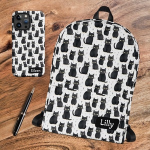 Personalized Cat Backpack, Cat Backpack, Cat Backpack for Kids, Backpack Women, Backpack Sets for Girls, Cat Backpack Pattern, Halloween Bag