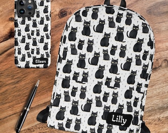 Personalized Cat Backpack, Cat Backpack, Cat Backpack for Kids, Backpack Women, Backpack Sets for Girls, Cat Backpack Pattern, Halloween Bag