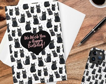 Carte d'anniversaire chat noir pour amoureux des chats Cadeau pour son chat Carte d'anniversaire maman papa pour elle Carte d'anniversaire pour lui Carte de voeux joyeux anniversaire chat