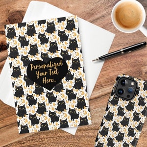 Tarjeta de cumpleaños personalizada del gato negro Tarjeta personalizada para el regalo del amante del gato para su gato mamá papá tarjeta de cumpleaños para su tarjeta de cumpleaños para él regalo del gato