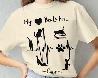 Lustiges schwarze Katzen-Shirt Komfortfarben, niedliches schwarze Katzen-Shirt für Katzenliebhaber, schwarze Katzen-Shirt für Männer und Frauen, Katzenliebhaber-Geschenk