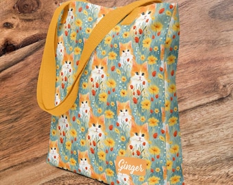 Ginger Cat Tote Bag Personalized Cat Lover Shopping Bag Birthday Gift Cat Mom Dad Gift Cat Owner Gift Halloween Gift