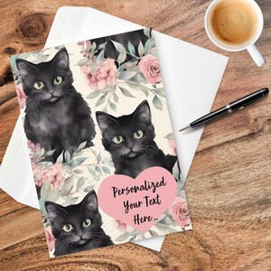 Personalisierte schwarze Katze Geburtstagskarte Kundenspezifische Karte für Katzenliebhaber Geschenk für sie Katze Mama Papa Geburtstagskarte für sie Geburtstagskarte für ihn Katzengeschenk