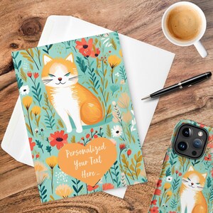 Carte d'anniversaire personnalisée chat roux pour amoureux des chats, cadeau pour son chat, carte d'anniversaire pour maman, papa, pour elle, carte d'anniversaire pour propriétaire de chat