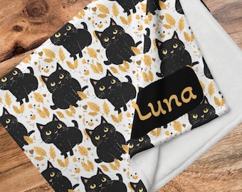 Black Cat blanket for people Personalized Black Cat Soft Throw Blanket Travel  Cat Blanket for Cats Cat Mom Dad Cat Lover Birthday Gift