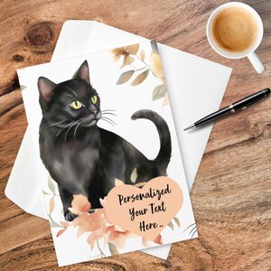 Tarjeta de cumpleaños personalizada del gato negro Tarjeta personalizada para el regalo del amante del gato para su gato mamá papá tarjeta de cumpleaños para su tarjeta de cumpleaños para él regalo del gato