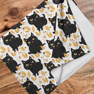 Cat blanket for people, Black Cat Throw Blanket, Black Cat Blanket, Travel Blanket, Soft Blanket, Cat Blanket, Cat Blanket for Cats image 2