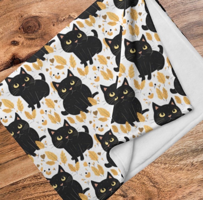Cat blanket for people, Black Cat Throw Blanket, Black Cat Blanket, Travel Blanket, Soft Blanket, Cat Blanket, Cat Blanket for Cats image 2