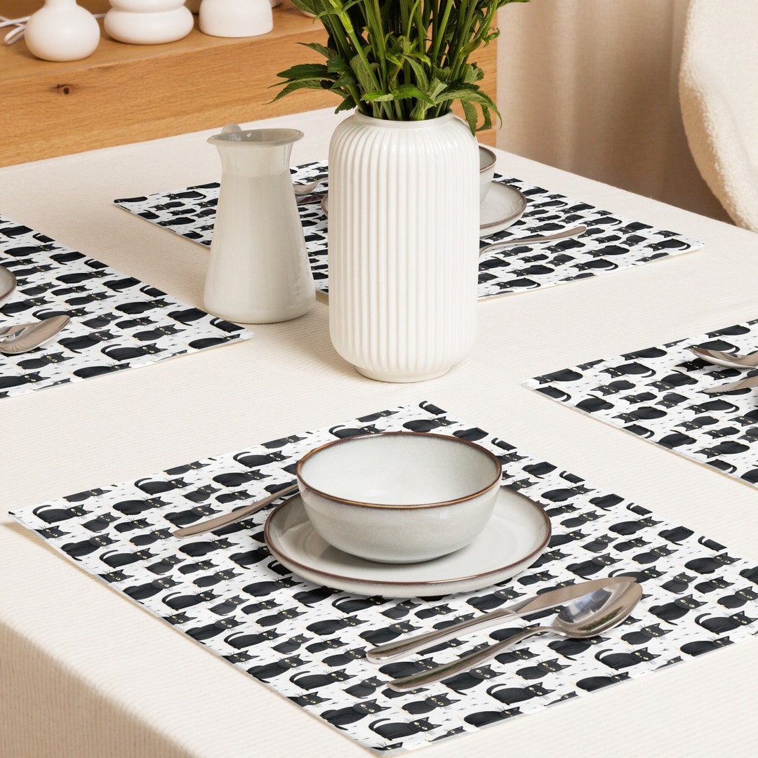 Black Cat Pattern Print Floor Mat