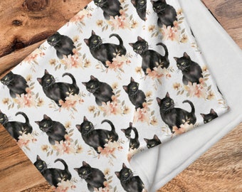 Black Cat Blanket for People Black Cat Pattern Soft Throw Blanket for Girls Cats Best Gift for Cat Lovers Cat Mom Dad Birthday Gift for her