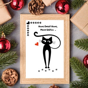 Black Cat Printable Poster Black Cat Wall Art Instant A4 Size Digital Download Funny Cat Lover Gift Black Cat Digital Art Print Cat Mom Dad