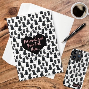 Carte d'anniversaire personnalisée chat noir Carte personnalisée pour amoureux des chats Cadeau pour son chat Carte d'anniversaire maman papa pour elle Carte d'anniversaire pour lui Cadeau chat
