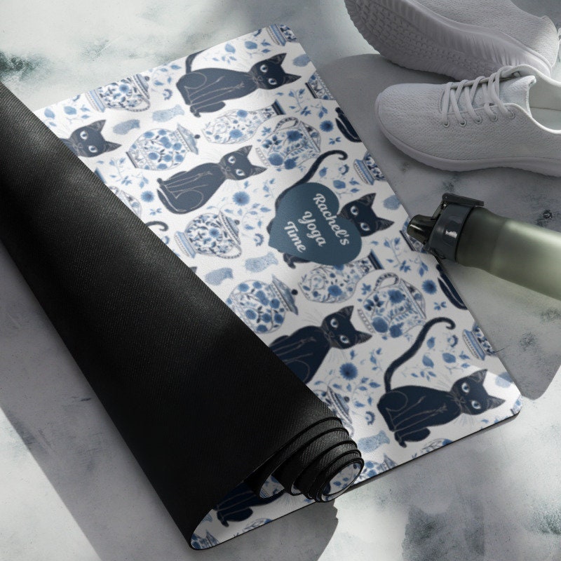 Unique Bohemian Cat Style Yoga Mat Personalized Yoga Mat Cat - Etsy