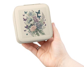 Vintage Floral Butterfly Jewelry Travel Case | Compact Organizer