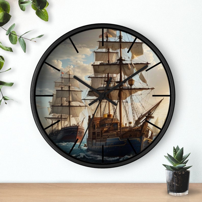 Sailboat Rocking Clock Inkpunk Sailing Ship Wall Clock by Dreammachinegraphics - Etsy