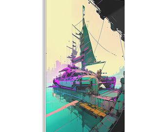 Acrylglas Office Drucktinte Punk Katamaran Yacht digital gestaltet von Joseph Norris von DreamMachineGraphics
