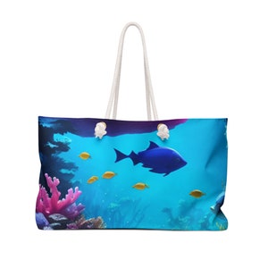 Under the sea Dark Blue Fish Weekender bag.