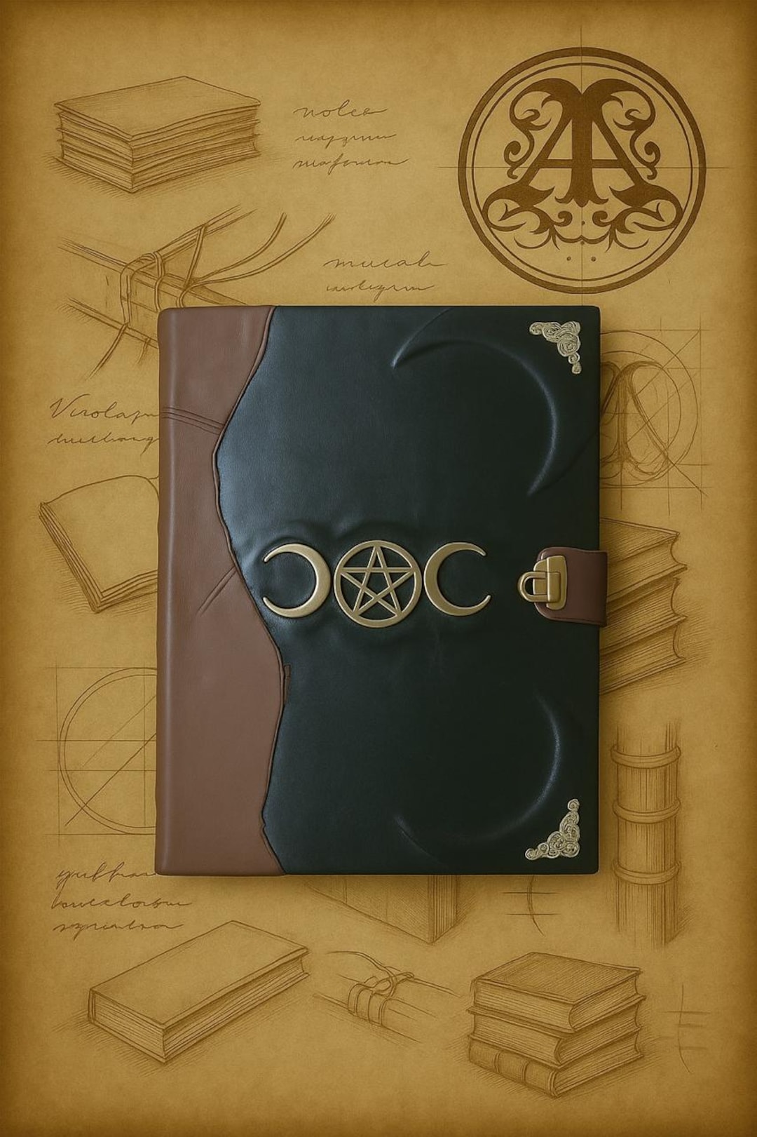 Triple Moon Book of Shadows – Handmade Leather Grimoire / Journal - Etsy