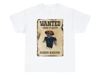 Roblox bacon hair cowboy wild west wanted poster Unisex Heavy Cotton Tee