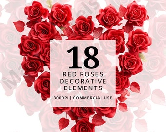 Red Rose Clipart Red Roses Png Red Rose Wreath Rose Art Wedding clipart flower decoration Bouquet Roses heart gift red rose art