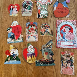 Lote de 12 cartões vintage para namorados
