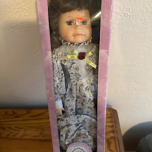 NIB Porcelain Brown Hair Doll 16” Classical Treasures Doll Collection