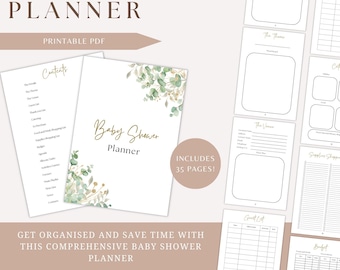 Baby Shower Planner Printable PDF Planning a Baby Shower Checklist Hosting a Baby Shower Itinerary Timeline Guestlist Gift Tracker Digital