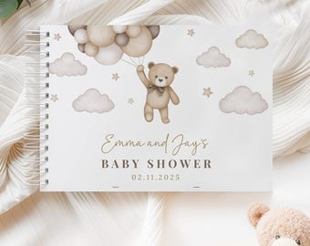 Baby Shower Guest Book Teddy Bear We can Bearly Wait Theme Beige Teddy Gender Neutral Decorations NT24