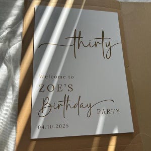 Personalised 30th Birthday Welcome Sign Minimalist Gold Trendy PRINTED Custom 30th Birthday Party Entrance Board Balloon Arch Party Decor image 10