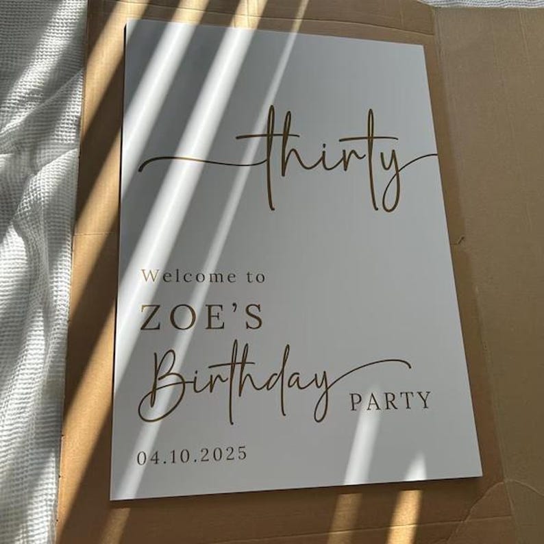Personalised 30th Birthday Welcome Sign Minimalist Gold Trendy PRINTED Custom 30th Birthday Party Entrance Board Balloon Arch Party Decor image 10