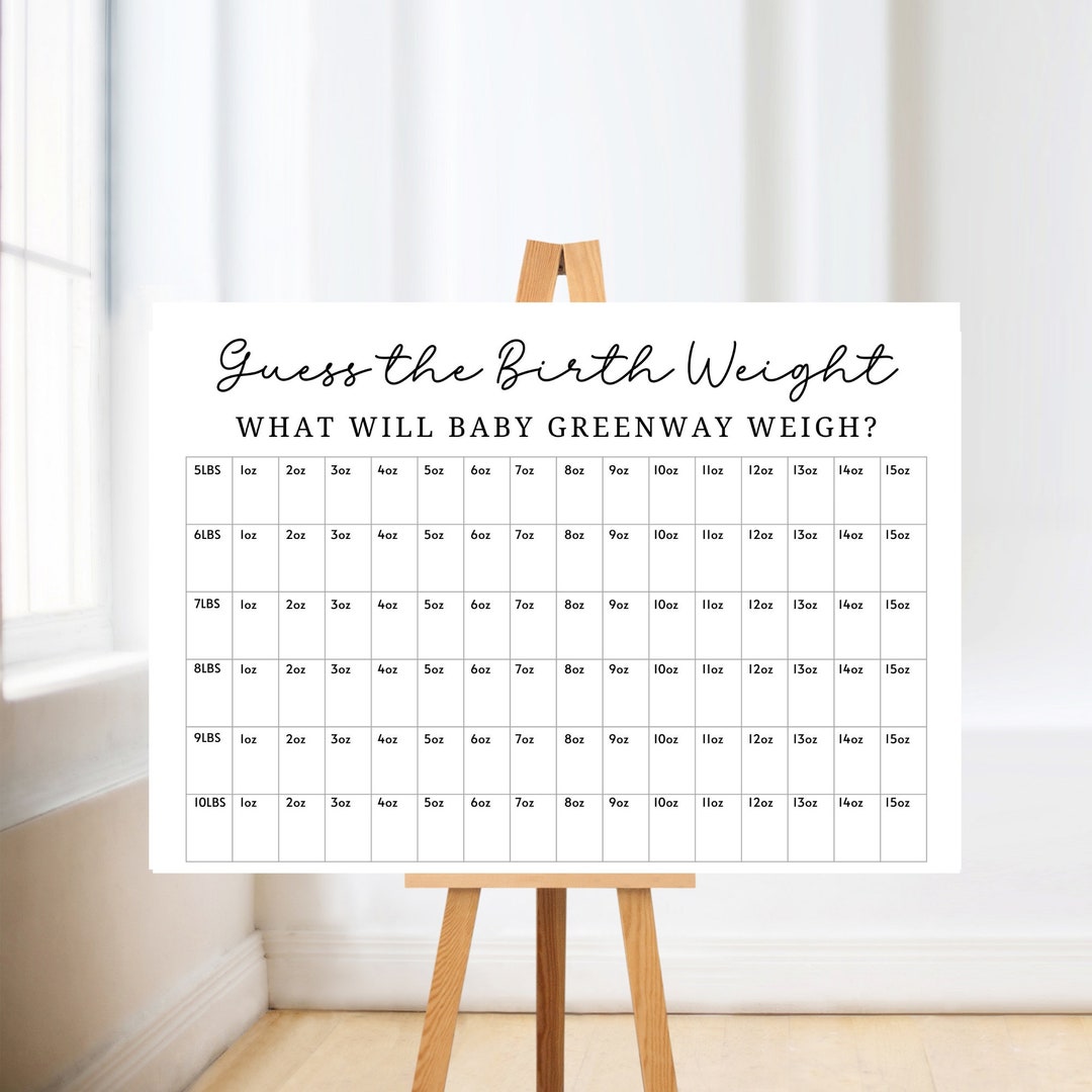 Custom Guess the Birth Weight Game Minimal Baby Shower Theme Baby ...