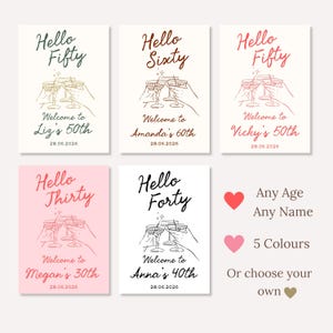 Custom Birthday Sign, Hello Thirty Welcome Poster, Printed Foam Board 30th Birthday Party Entrance Sign, Martini Trendy Party Decor for Her image 2
