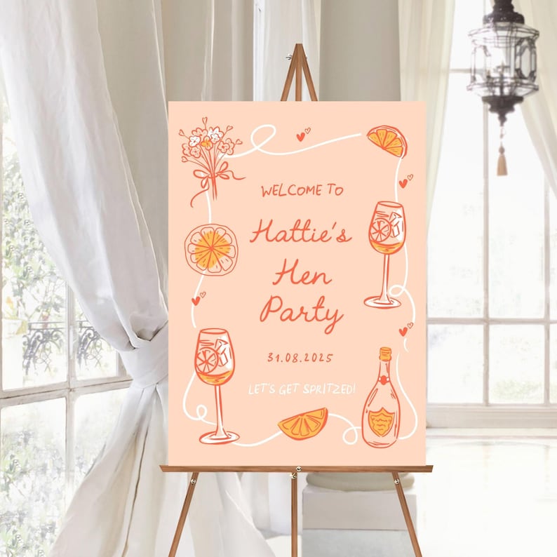 Custom Hen Do Sign – Prosecco and Aperol Spritz Party Decoration