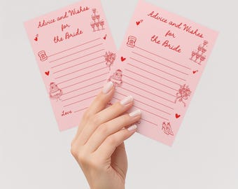 Hen Party Advice and Wishes Cards, Pink and Red Hen Do Game, Printed Advice for the Bride to Be, Bridal Shower Activity