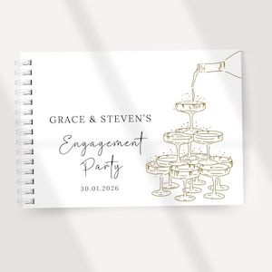 Personalised Engagement Party Guest Book Custom Champagne Tower Guestbook for Engaged Couple Engagement Keepsake Memory Book Bild 1