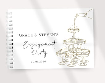 Personalised Engagement Party Guest Book Custom Champagne Tower Guestbook for Engaged Couple Engagement Keepsake Memory Book