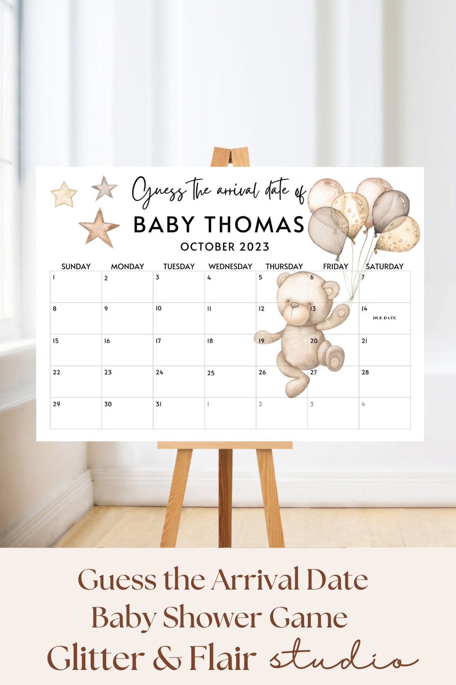 Guess the Arrival Date Calendar We Can Bearly Wait Baby Shower Etsy UK