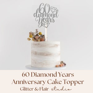 60th Wedding Anniversary Cake Topper 60 Diamond Years Cake Topper for Wedding Anniversary Party Sign for Parents 60 Year Wedding Anniversary Bild 7