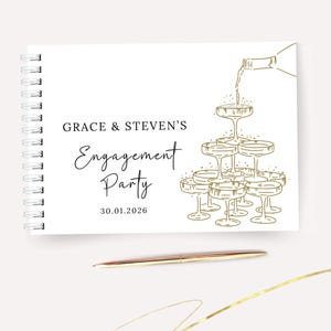 Personalised Engagement Party Guest Book Custom Champagne Tower Guestbook for Engaged Couple Engagement Keepsake Memory Book Bild 4